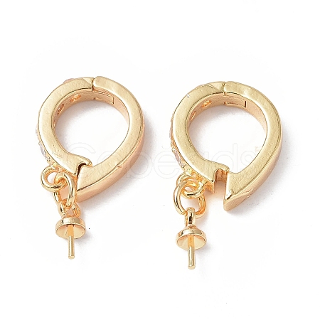 Brass Micro Pave Clear Cubic Zirconia Twister Clasps KK-P223-39G-1