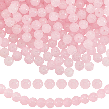 3 Strands Baking Paint Imitation Jade Glass Round Bead Strands DGLA-PA0001-01B-1