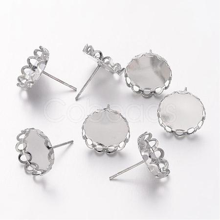 Brass Stud Earring Settings KK-I003-P-NF-1