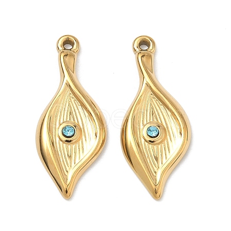 304 Stainless Steel Rhinestone Pendants STAS-L308-10G-1