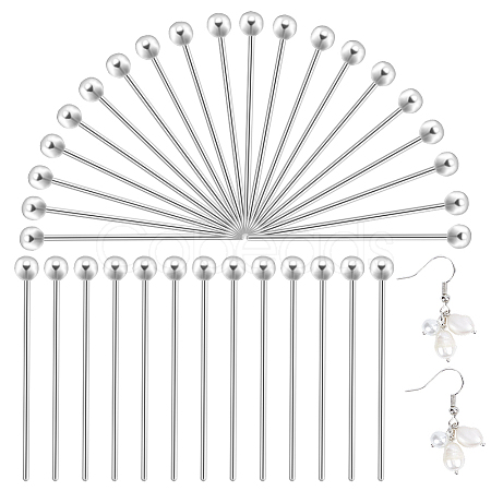 60Pcs 925 Sterling Silver Head Pins STER-PH0003-11-1
