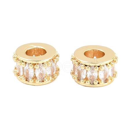 Brass Micro Pave Clear Cubic Zirconia European Beads KK-B186-17G-1