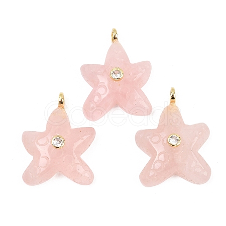 Natural Rose Quartz Pendants X-G-H353-01G-07-1