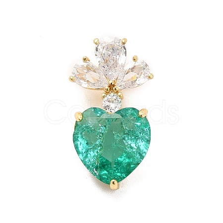 Brass Micro Pave Clear Cubic Zirconia Pendants KK-I695-070G-01-1