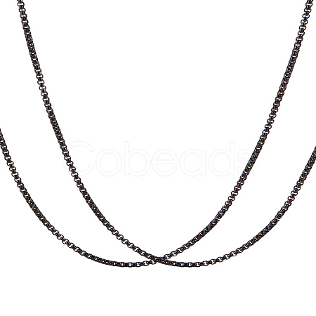 2Pcs Stainless Steel Punk Box Chain Necklaces for Men NJEW-LP0001-15EB-1