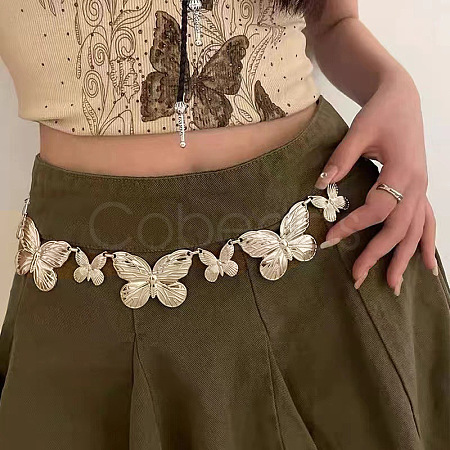Alloy Butterfly Link Chain Waist Belly Chains for Women FS-WG8F5E3-02-1
