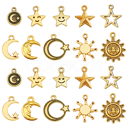 100Pcs 10 Style Tibetan Style Alloy Pendants FIND-FH0008-21-1