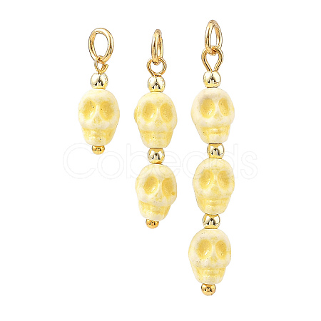 Halloween Handmade Porcelain & Electroplate Non-magnetic Synthetic Hematite Pendants PALLOY-JF06071-01-1