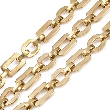 201 Stainless Steel Oval with Rectangle Link Chains CHS-F024-01A-G-1