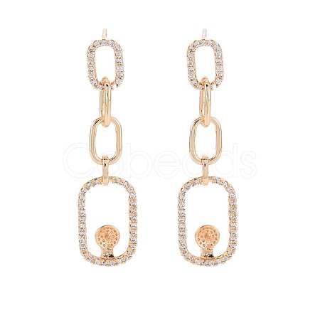 Brass Micro Pave Clear Cubic Zirconia Stud Earring Findings KK-S364-149-1