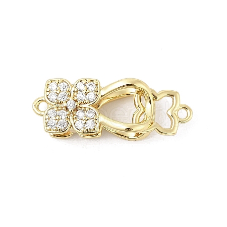 Brass Micro Pave Clear Cubic Zirconia Interlocking Clasps KK-U059-16G-1