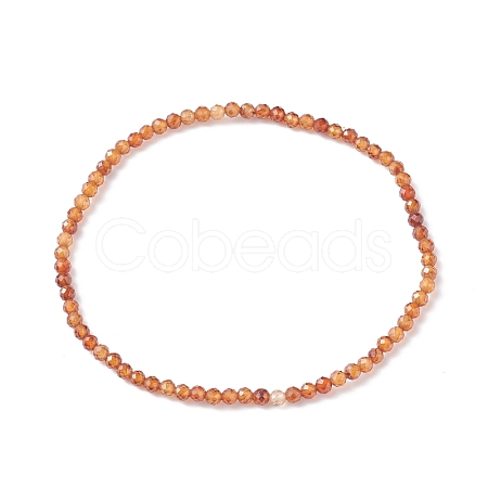 3mm Natural Garnet Beads Stretch Bracelet for Girl Women BJEW-JB07284-01-1