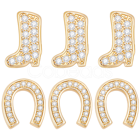 8Pcs 2 Styles Brass Micro Pave Cubic Zirconia Beads KK-BBC0024-70-1
