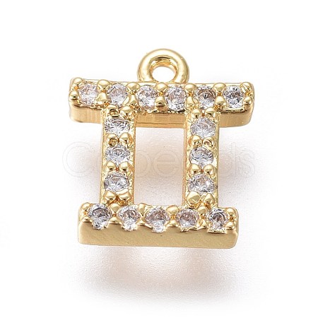 Golden Plated Brass Micro Pave Cubic Zirconia Charms ZIRC-L075-51H-1