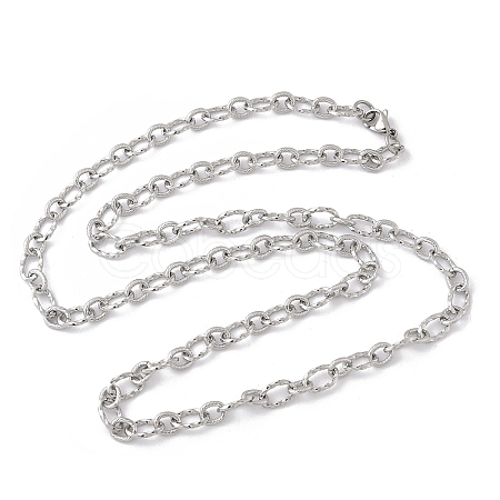 Tarnish Resistant Unisex 304 Stainless Steel Textured Cable Chain Necklaces LS-STAS-L127-01P-1