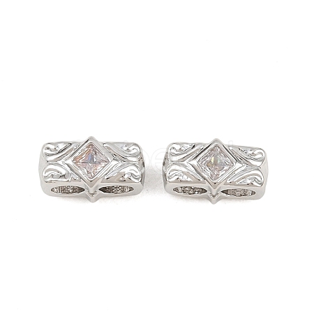 Brass Micro Pave Clear Cubic Zirconia Slide Charms KK-Z151-05P-1