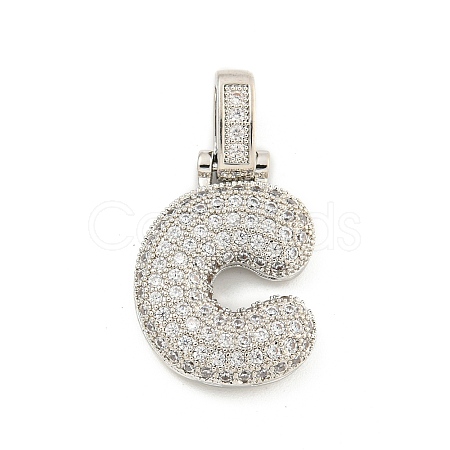Brass Micro Pave Clear Cubic Zirconia Pendants KK-B099-01P-C-1