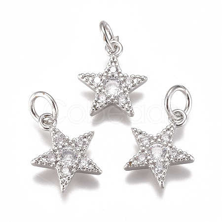 Brass Micro Pave Cubic Zirconia Charms ZIRC-F111-11P-1