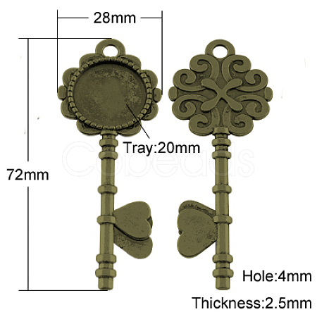 Tibetan Style Pendant Cabochon Settings TIBEP-ZX027-AB-FF-1