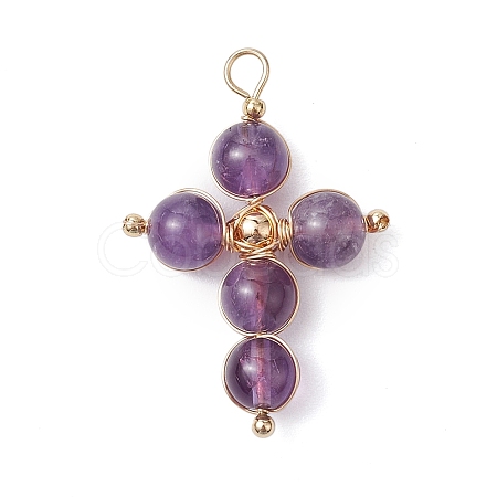 Natural Amethyst Pendants PALLOY-JF02885-04-1