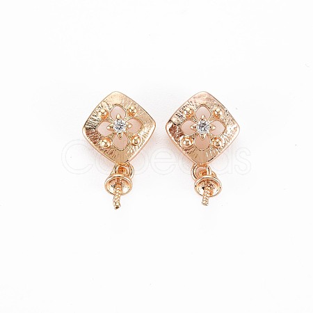 Brass Micro Pave Clear Cubic Zirconia Peg Bails Pendants KK-S364-091-1