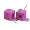 Rubberized Style Opaque Acrylic Beads, Square, Deep Pink, 12x12x12mm, Hole: 7mm