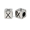 304 Stainless Steel Large Hole Letter European Beads, Cube with Letter.X, Antique Silver, 8x8x8mm, Hole: 5mm