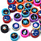 Handmade Polymer Clay Beads, Flat Round with Space Theme Pattern, Mixed Color, 9~10x4~4.5mm, Hole: 1.6mm