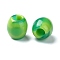 Two Tone Resin European Beads, Large Hole Barrel Beads, Green, 11.5x11x11mm, Hole: 5mm