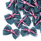 Handmade Woven Costume Accessories, Bowknot & Hair Bows, Teal, 35~40x44.5~48x12~14mm