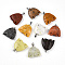 Natural Mixed Stone Pendants, Fish Charms with Platinum Tone Brass Findings, 23.5~25x22~23.5x5.5~7.5mm, Hole: 2.5~3x5.5mm