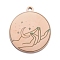 304 Stainless Steel Pendants, Flat Round with Moon & Hand, Rose Gold, 28x25x1.4mm, Hole: 2mm