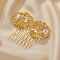 Alloy Acrylic Hair Combs, Hair Accessories for Women & Girls, Golden, 70x62mm