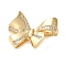 Brass Micro Pave Clear Cubic Zirconia Fold Over Clasps, Bowknot, Real 18K Gold Plated, 20x24x9mm