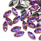 DIY Pointed Back K9 Glass Rhinestone Cabochons, Random Color Back Plated, Faceted, Horse Eye, Violet Blue, 10x5x2.5mm