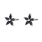 Cubic Zirconia Flower Stud Earrings, Silver 925 Sterling Silver Post Earrings, Black, 7.2mm