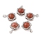 Natural Red Jasper Round Pendants, Stainless Steel Star of David Charms, Stainless Steel Color, 20x15.5x10.5mm, Hole: 3x5mm