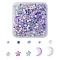 12Pcs 4 Style Moon & Star Transparent Spray Painted Glass Beads, with 45g Glass Round Seed Beads, Mixed Color, 2~14x3~9.5x3~5mm, Hole: 0.8~1.5mm