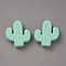 Food Grade Eco-Friendly Silicone Beads, Chewing Beads For Teethers, DIY Nursing Necklaces Making, Cactus, Aquamarine, 24x22.5x8mm, Hole: 2mm