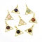 Natural Mixed Gemstone Pendants, Triangle Charms, with Golden Tone Rack Plating Brass Findings, Cadmium Free & Lead Free, 26.5x27x7~7.5mm, Hole: 7x4mm