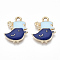 Eco-Friendly Zinc Alloy  Pendants, with Enamel, Bird, Cadmium Free & Nickel Free & Lead Free, Golden, Midnight Blue, 18x14.5x2.5mm, Hole: 2mm