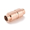 Ion Plating(IP) 304 Stainless Steel Magnetic Clasps with Glue-in Ends,  Smooth Surface, Column, Rose Gold, 23x10mm, Hole: 6mm