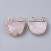 Natural Rose Quartz Semi Circle Pendants G-S359-011F-2