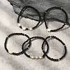 5Pcs 5 Style Synthetic Black Stone & Pearl & Shell Star Beaded Stretch Bracelets Set BJEW-JB09495-02-2