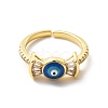 Cubic Zirconia Candy with Enamel Evil Eye Open Cuff Ring KK-H439-50G-2