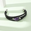 Natural Amethyst & Braided Microfiber Leather Multi-strand Bracelets for Women Men GG-CBAEA55-01C-3