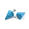 Cone/Spike/Pendulum Dyed Synthetical Blue Turquoise Stone Pendants G-R278-77-2