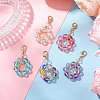 Star Copper Wire Wrapped Synthetic Moonstone Pendant Decorations HJEW-JM03027-1