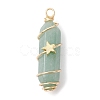 3Pcs 3 Styles Natural Green Aventurine Copper Wire Wrapped Pointed Pendants PALLOY-JF02460-04-2