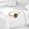 925 Sterling Silver & Clear Cubic Zirconia & Natural Agate Finger Rings FS-WG1BD13-04-3